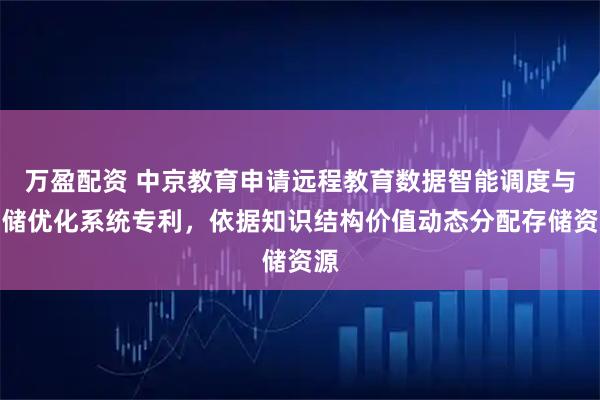 万盈配资 中京教育申请远程教育数据智能调度与存储优化系统专利，依据知识结构价值动态分配存储资源